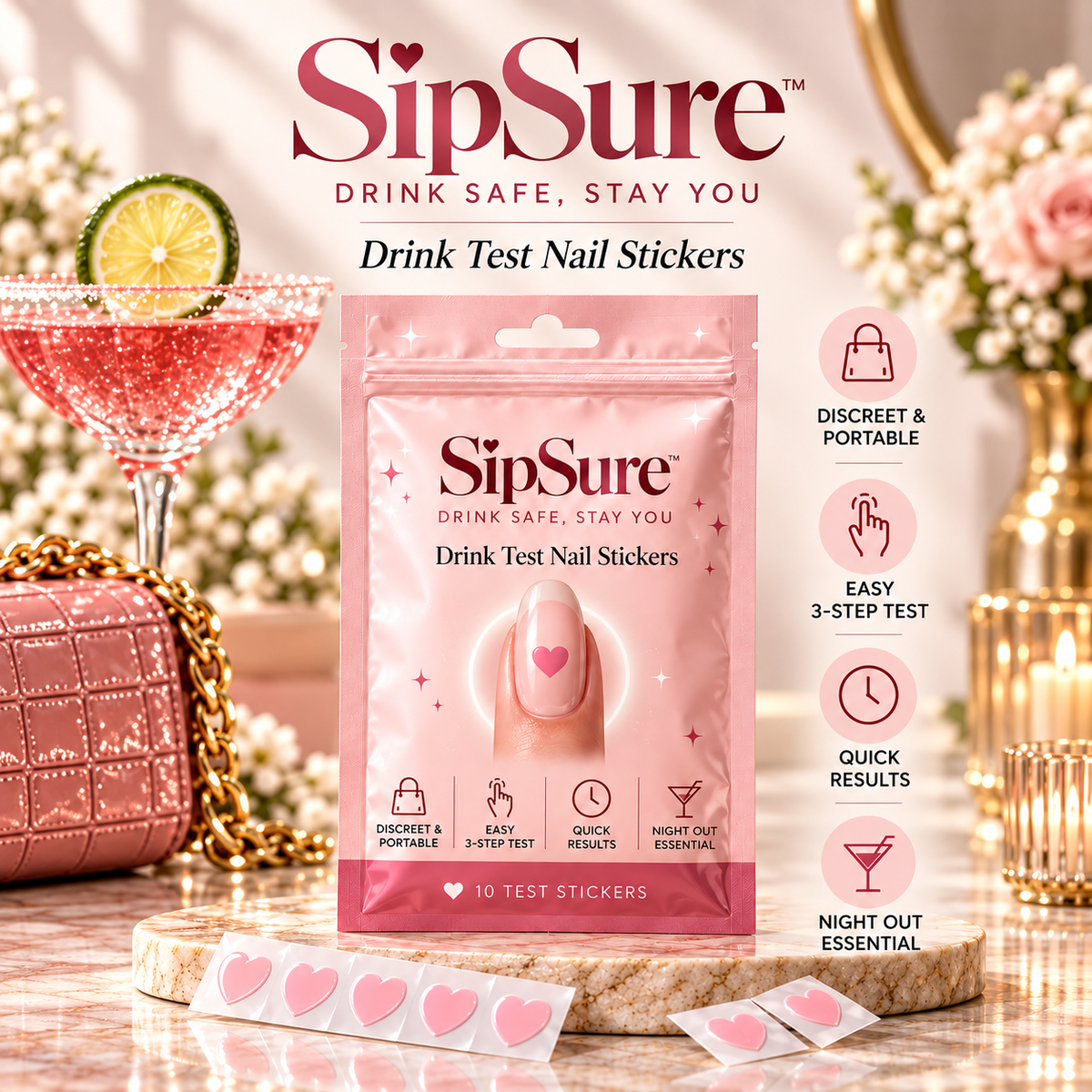 SipSure™ Drink Testing Stickers
